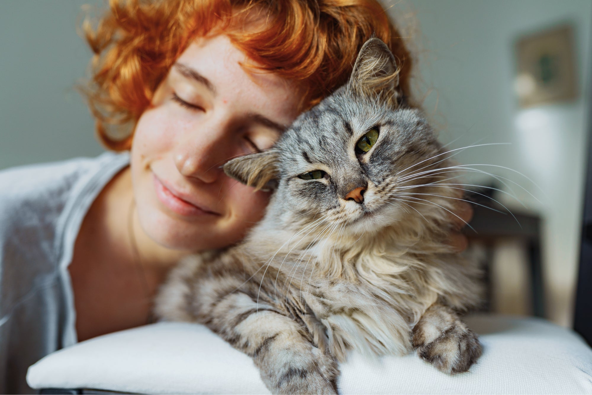 Ragazza e gatto insieme che si vogliono bene